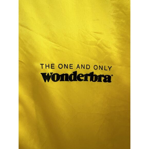 Windless Womens Bomber Jacket Size Large Satin Yellow Wonderbra PR Snap Up VTG - Picture 2 of 12